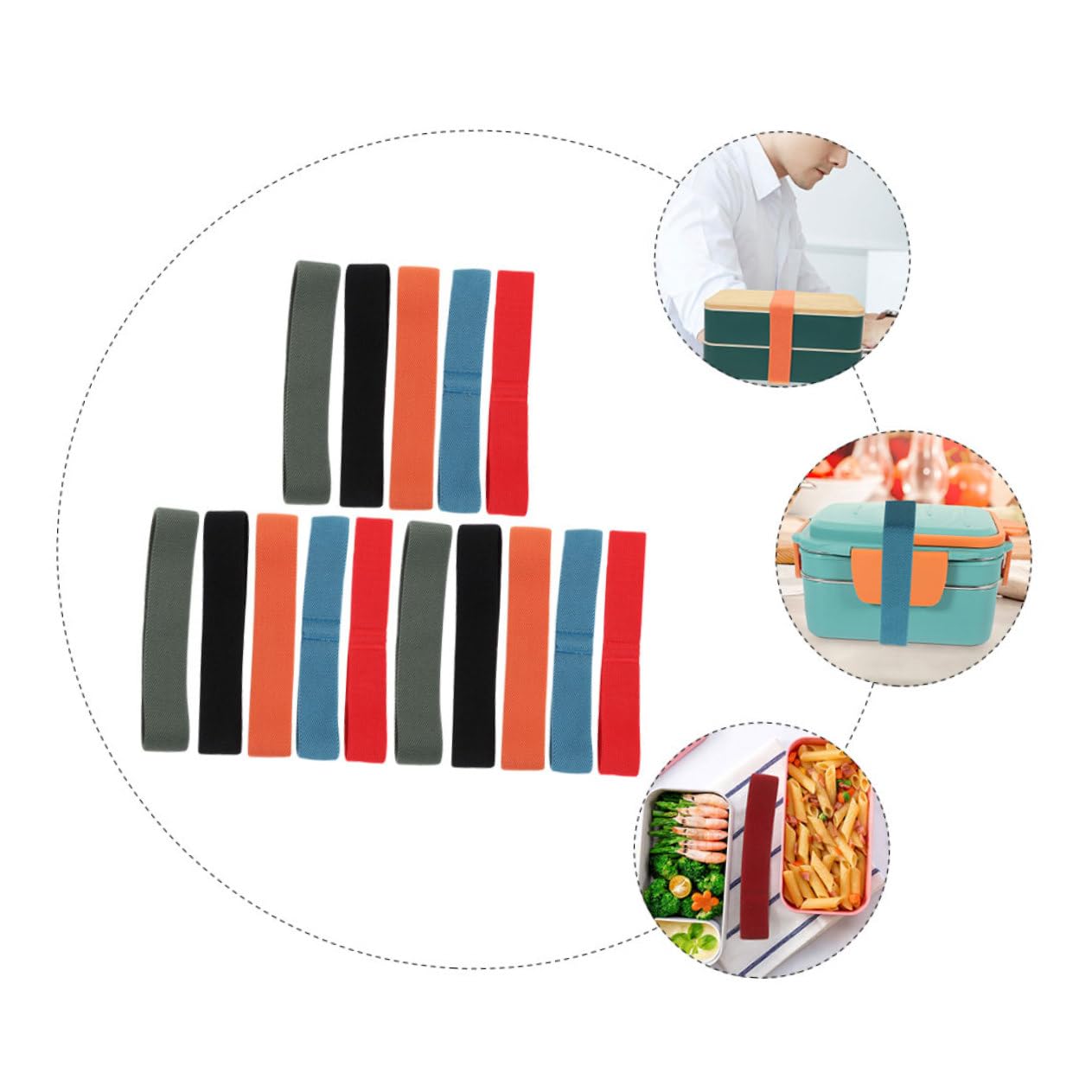 Fasce Elastiche Per Bento Box - 6 Pezzi Nere, Cinghie Pratiche Per Lunch Box - Foto 6