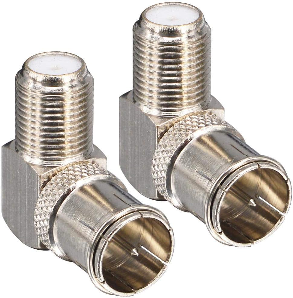 F Male to Female Right Angle Coax connectors Type F Adapters Push on Coaxial Quick Connect RG6 Connectors for Wall Mounted TV,Wall Plate, Cabinet, RV TV and Coaxial Cable Connection Pack of 2