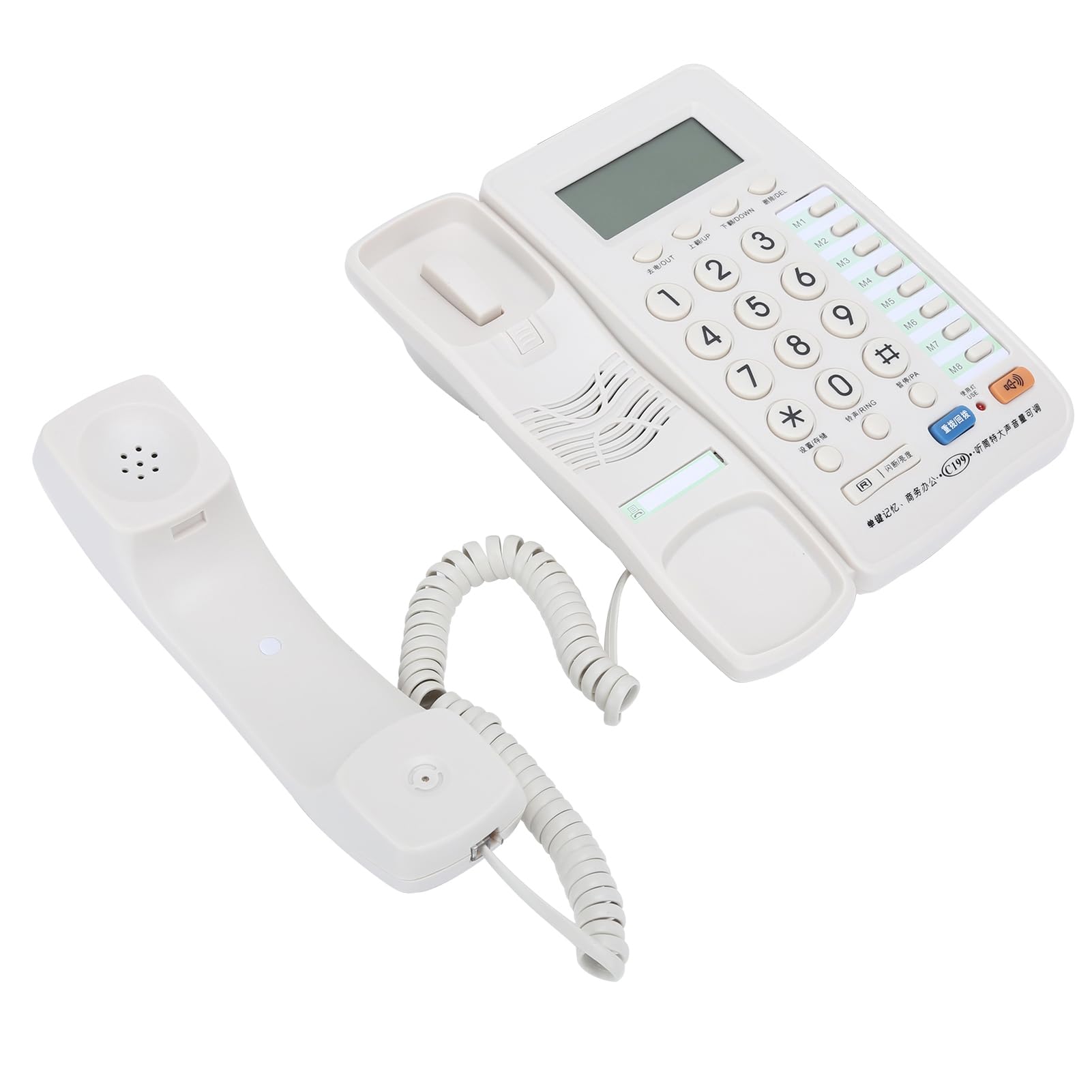 Telefono Fisso con Filo, Telefono Fisso cablato Portatile da Tavolo, Vivavoce/archiviazione Numeri, per uffici Domestici, Hotel, ristoranti