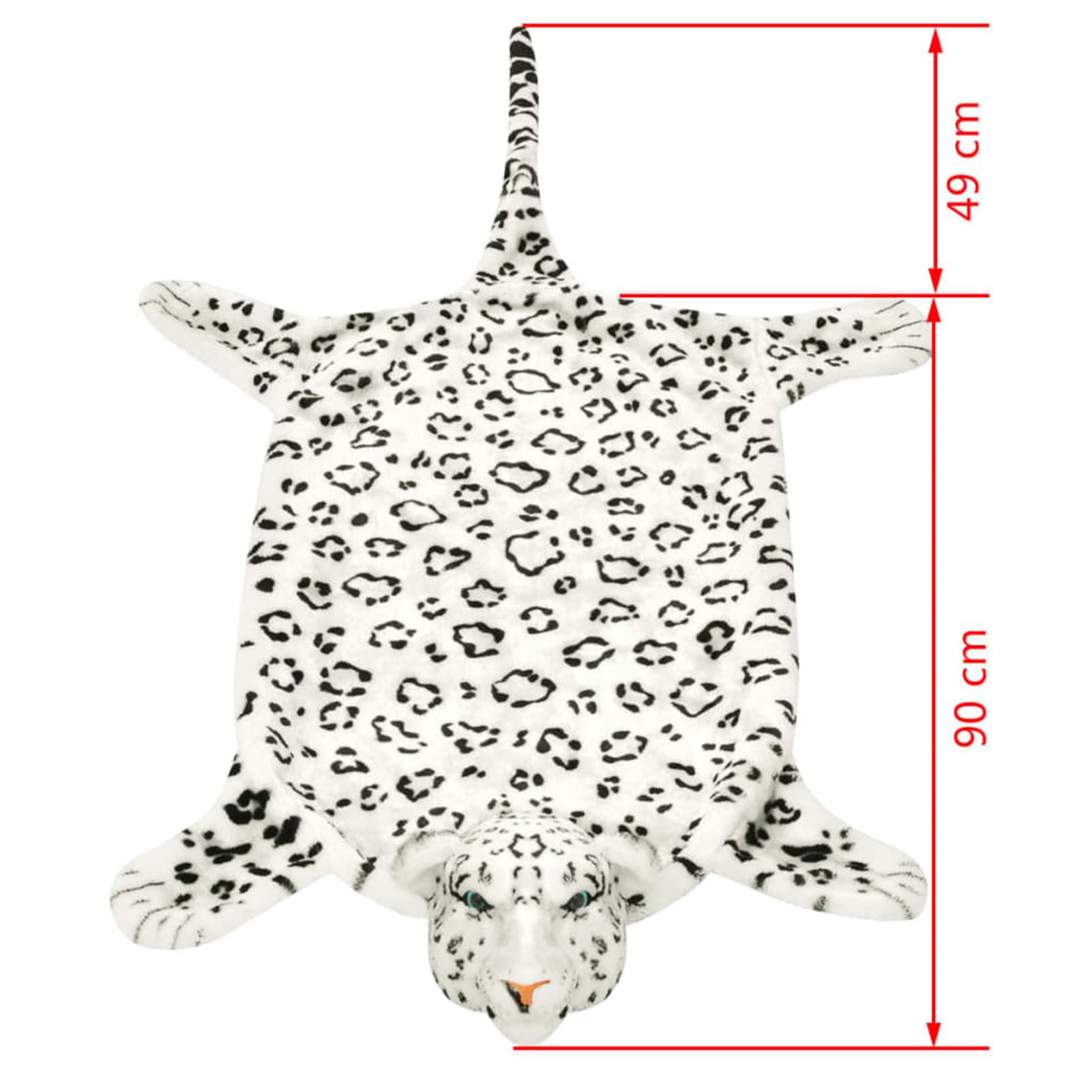 Brokky Tappeto di Peluche a Forma di Leopardo 139 cm Bianco,Tappeto per Soggiorno Lavabile Morbido Pelo Corto Morbido