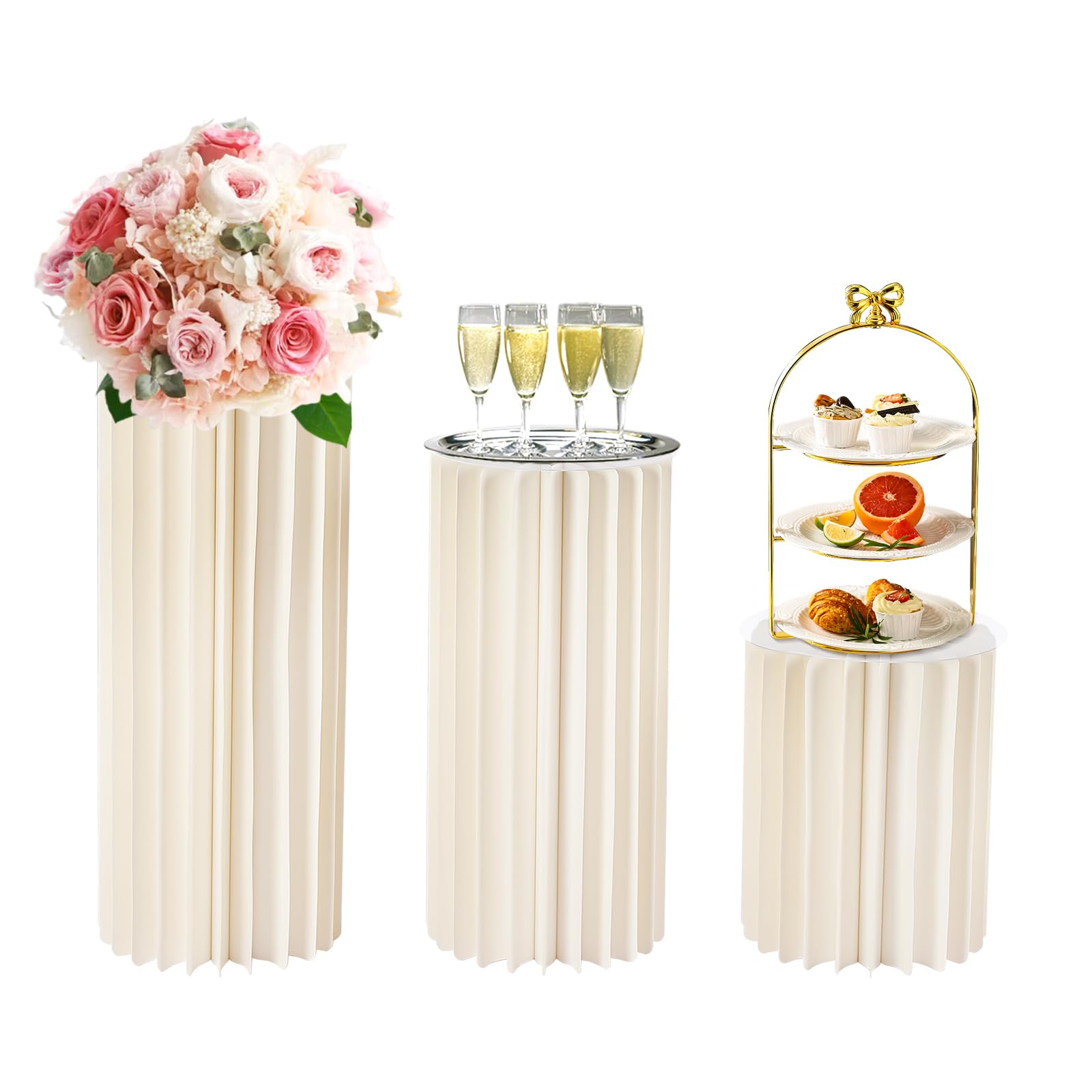 Dekoracja ślubna, zestaw 3 papierowych stojaków na kwiaty, wzór plastra miodu, składany cylinder z wytrzymałymi płytami PCW (40 cm, 60 cm, 80 cm), świąteczna dekoracja stołu na wesele, imprezę