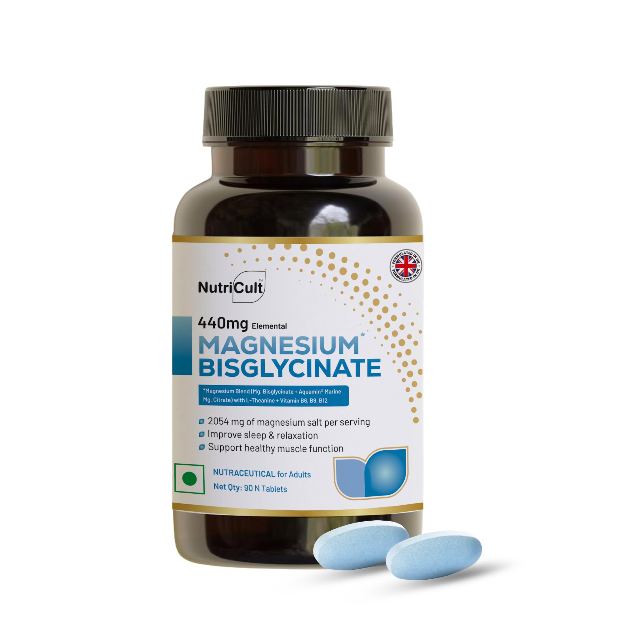 Magnesium Bisglycinate Tablet with Aquamin Marine, L-Theanine & Vitamin B Complex | 440mg Elemental Magnesium | Muscle Recovery, Sleep & Calmness | Magnesium Glycinate Supplement (90 Count (Pack of 1))-image-37