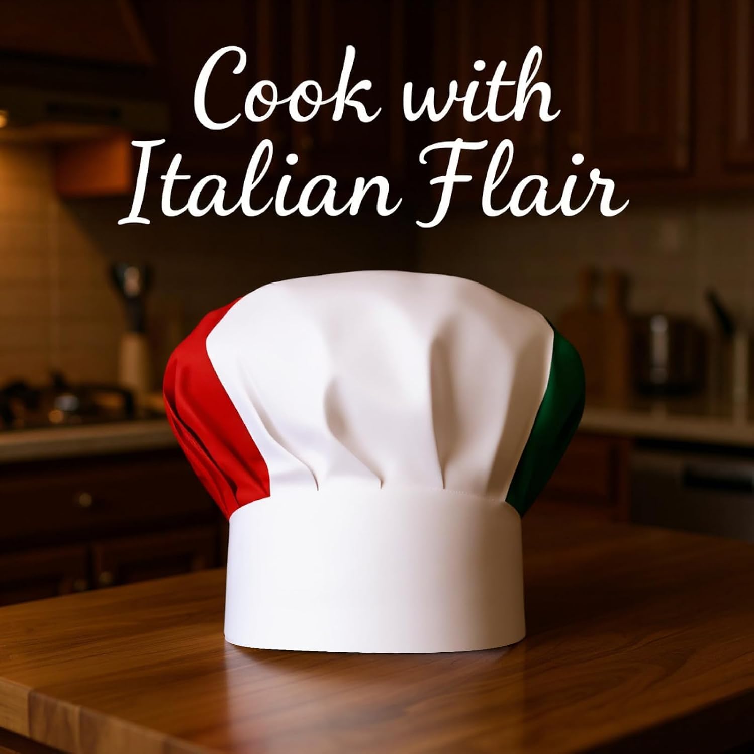 4 Pcs Chef Hat Set, Classic Red Gingham & Green Patchwork Cooking Chef Hats, Polyester Fiber, Standard Size, Italian-Themed Party Supplies