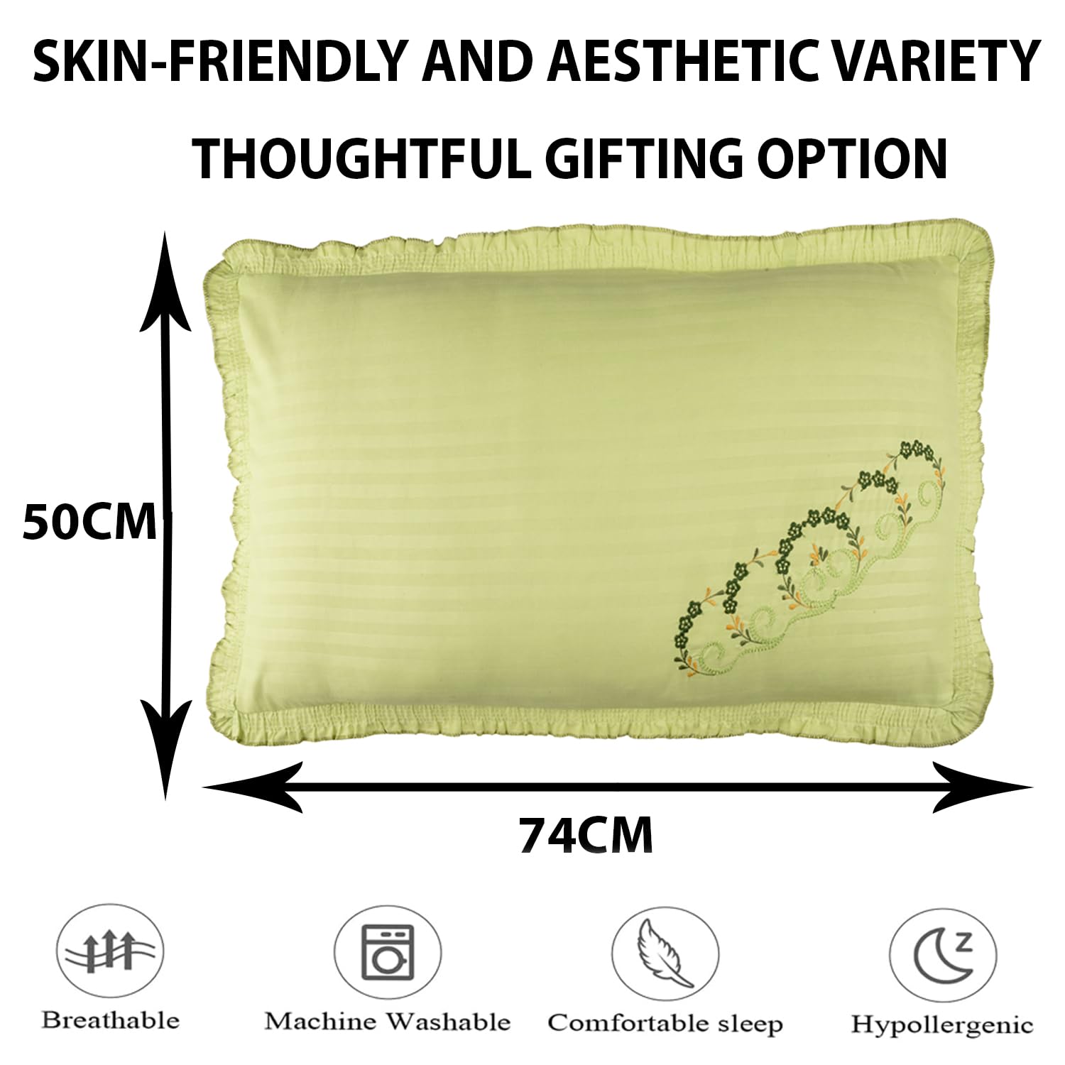 Parrot Green Cotton Pillow Covers - 4 Piece Set -3