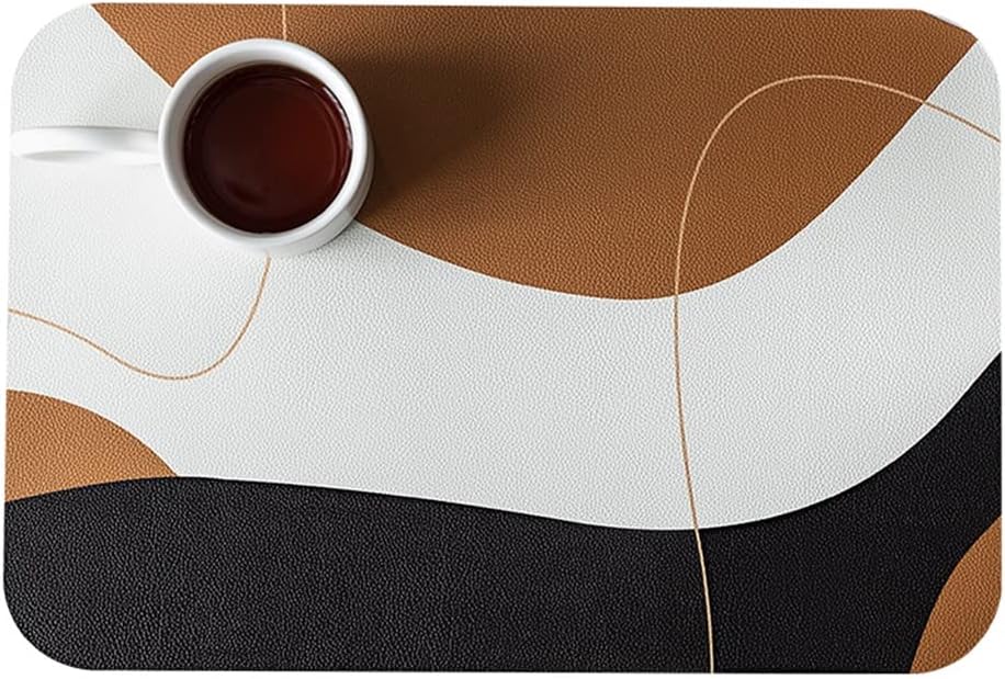 2 Pcs Retro Leather Insulation Pad Home Hotel Placemat Coffee Cup Mats Kitchen Accessories Decoration(E)