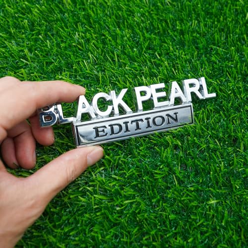 Image of Pair Set Black Pearl Edition Emblem 3D Letter Fender Tailgate Badge Decal Sticker Nameplate for Universal Vehicle, Car, Truck, SUV Motorcycle Accessories (Silver Black)