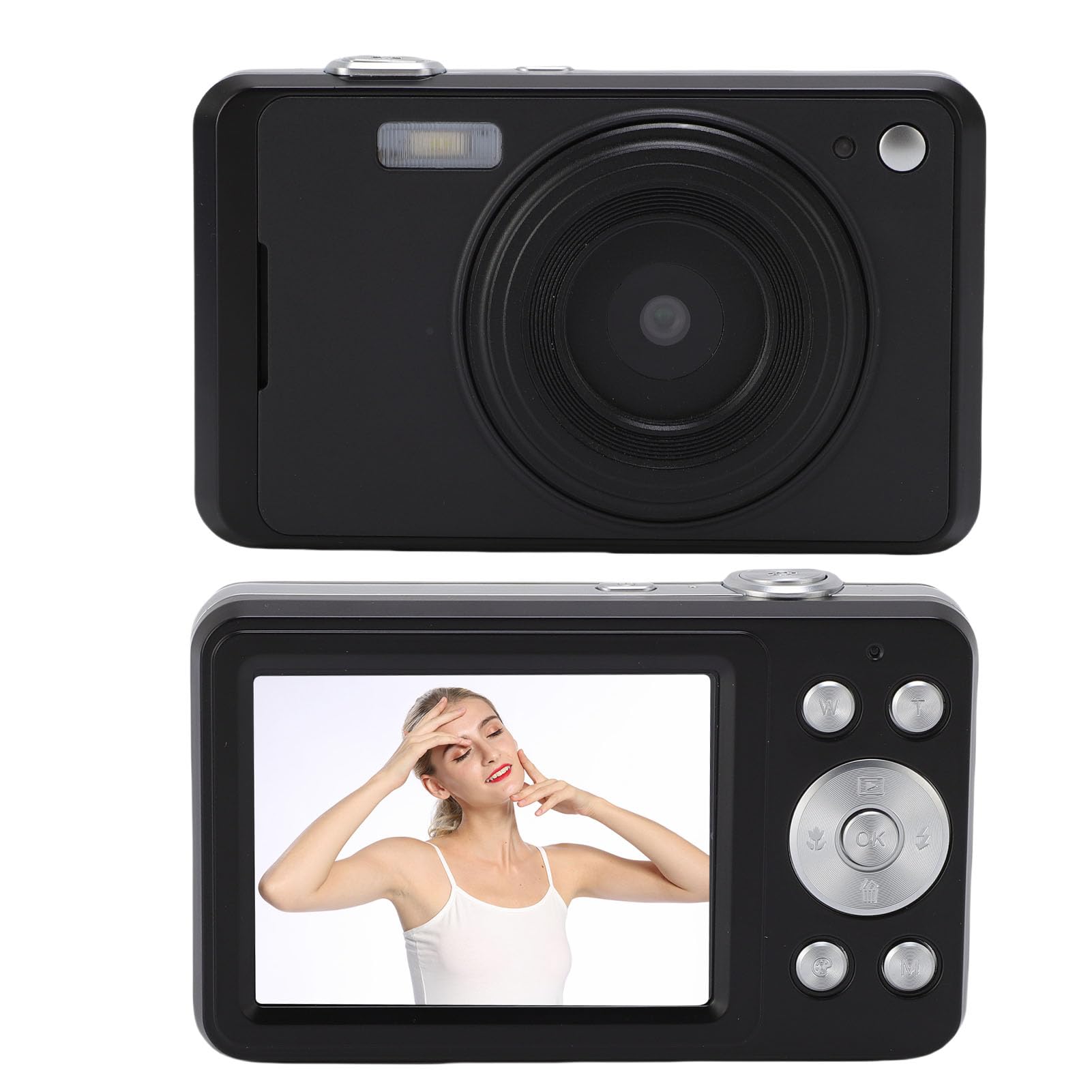 Denash Fotocamera Digitale per Fotografia, Fotocamera da Vlogging Autofocus 4K 64MP con Cinghia Manuale, Punta e Spara Telecamere Digitali per Bambini Bambini Piccoli (BLACK)