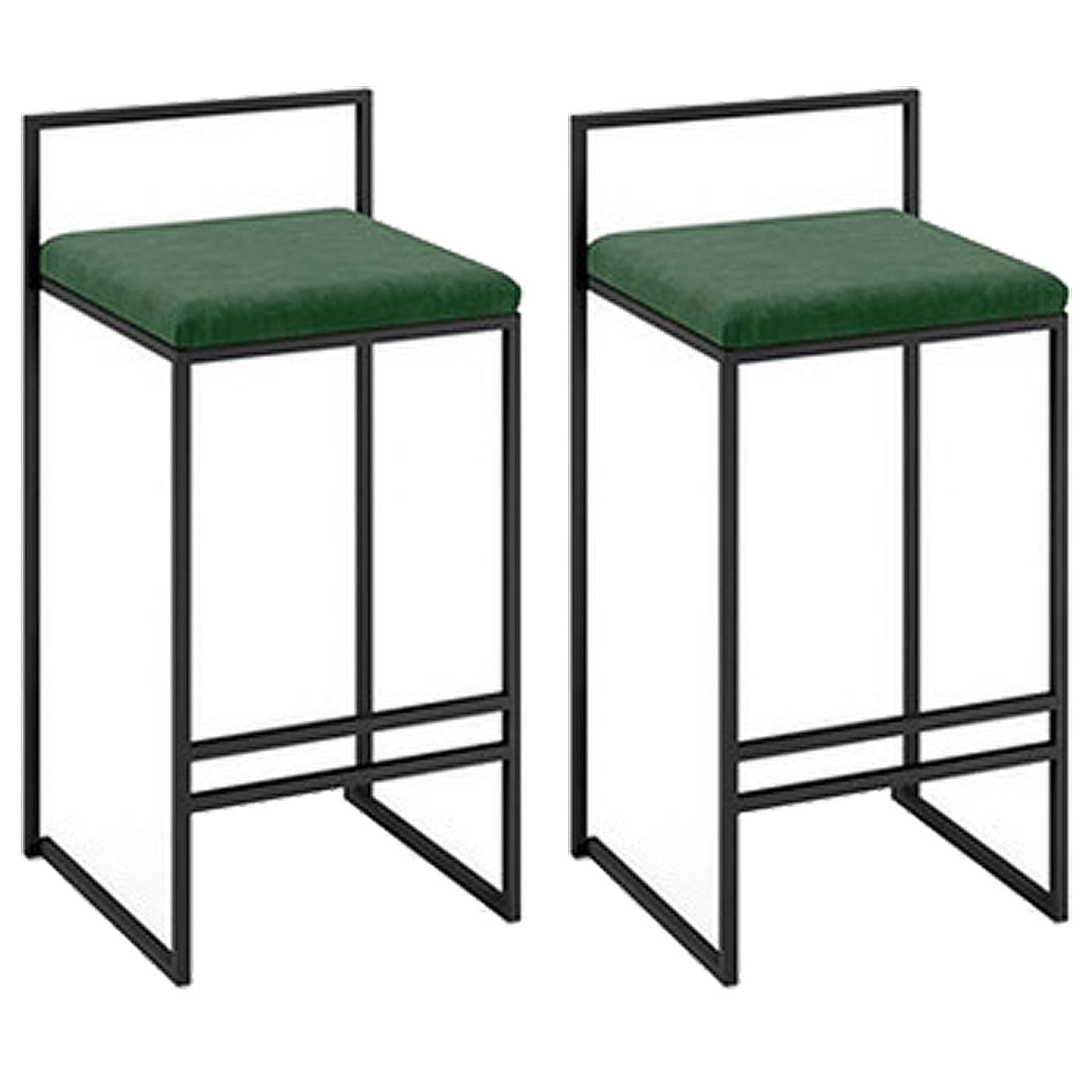 AYCDL Modern Velvet Barstools with Metal Footrest for Kitchen Island Counter Height Stool High Chair for Bar Counter 300lbs Capacity,Green2ps-65cm/25.6in