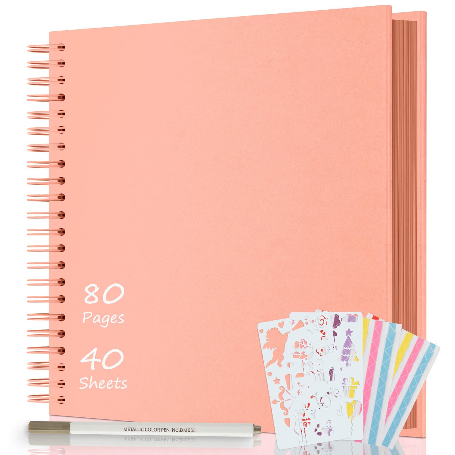 AIOR Fotoalbum zum Selbstgestalten und Einkleben, DIY Spiralalbum 40 Seiten
