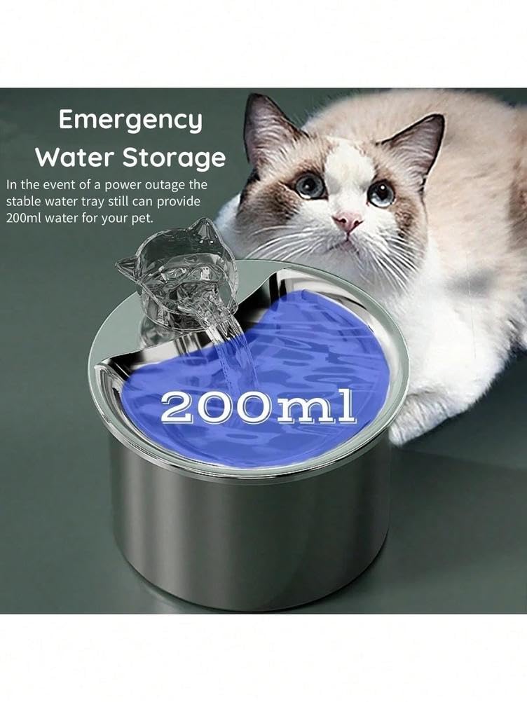 Fuente de Agua para Gatos de Acero Inoxidable con Bandeja