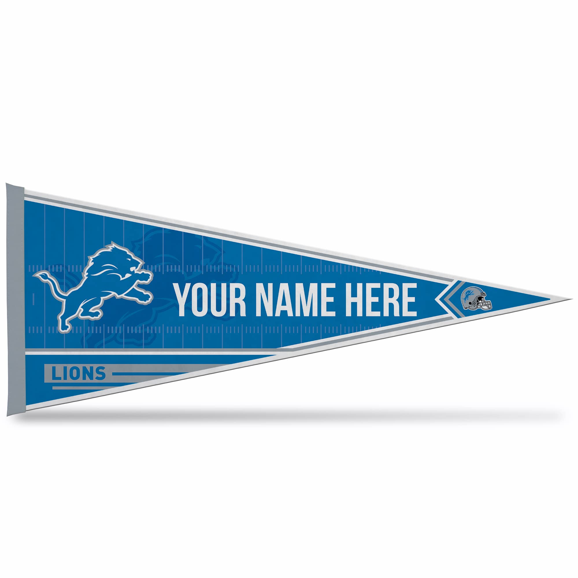 Rico Industries NFL Football Detroit Lions Personalized - Custom 12" x 30" Soft Felt Pennant - EZ to Hang