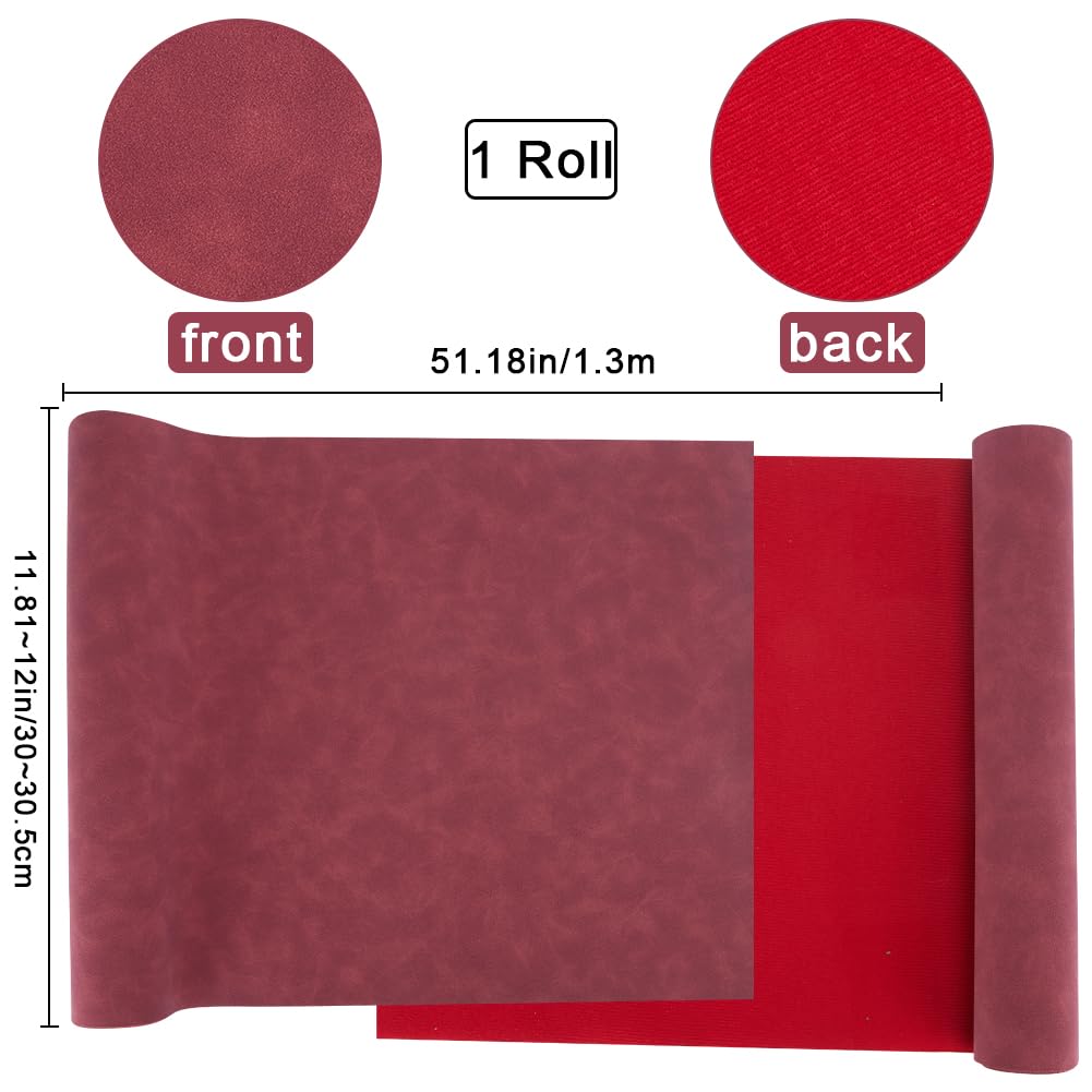 craspire 51 x 11.8 Zoll Buchtuchstoff Wildlederstoffoberfläche Vliesbasis Dunkelrot Für Bücher Bindung Schutzfolie A4 A8 Buchumschlag Album Scrapbooking DIY Buchtuch Buchbindebedarf