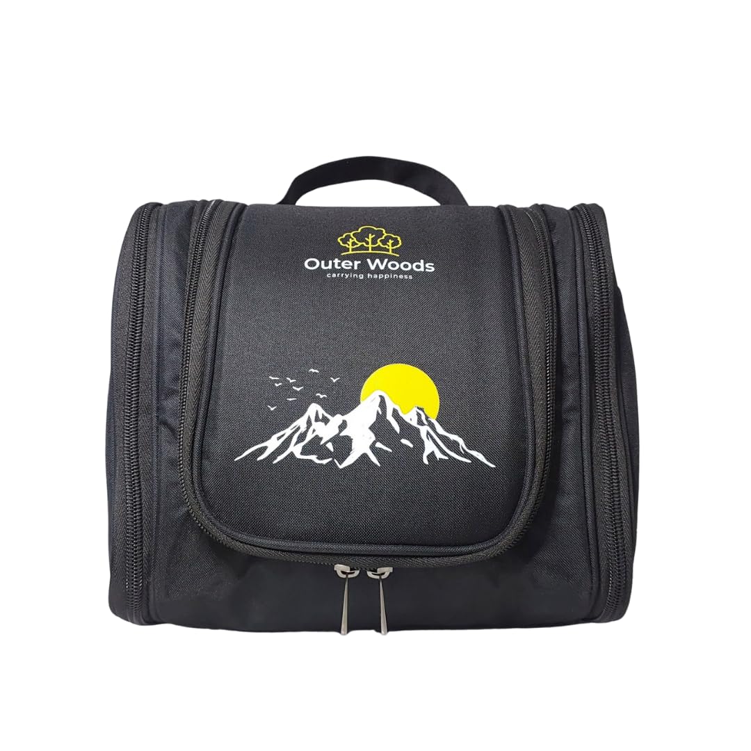 Toiletry Travel Pouch for Men, Women and Kids | Travel Kit, Cosmetic Kit, Makeup Kit, Toiletry Kit | Multiple Pockets | Waterproof | 3 Months Warranty (Black)-image-48