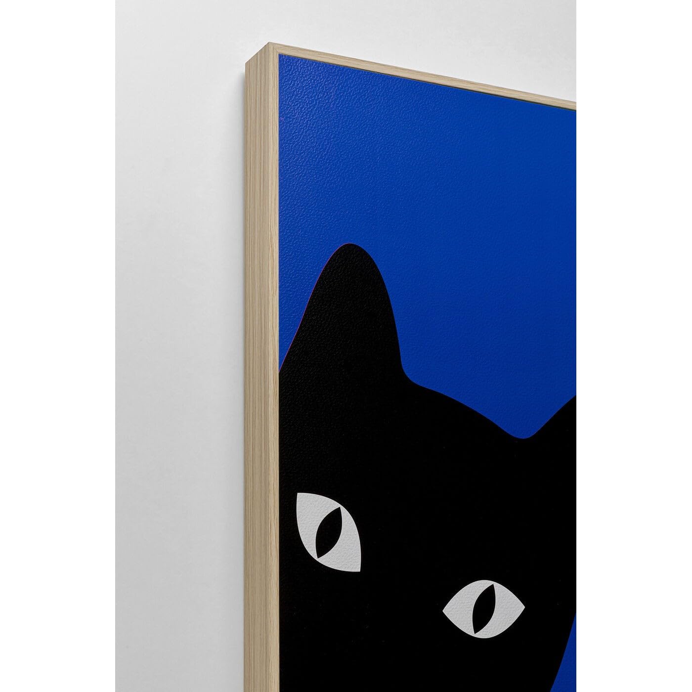 Kare Design Cuadro Ciao Gatto, Azul y Negro, Juego de 2, 40x30 cm, Rectangular, Enmarcado, Impresión Artística, Arte Abstracto Pop, Arte de Pared Moderno