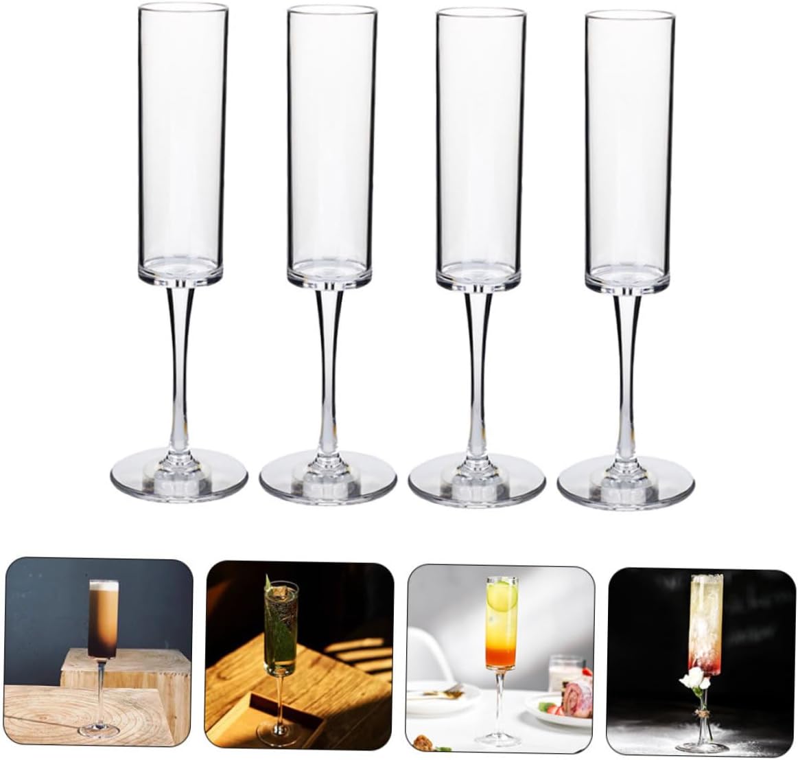 4pcs Unbreakable Cocktail Goblets Clear Drinking Wine Flutes Party Drinkware for Mojitos and Wine Shatterproof Material for Celebrations