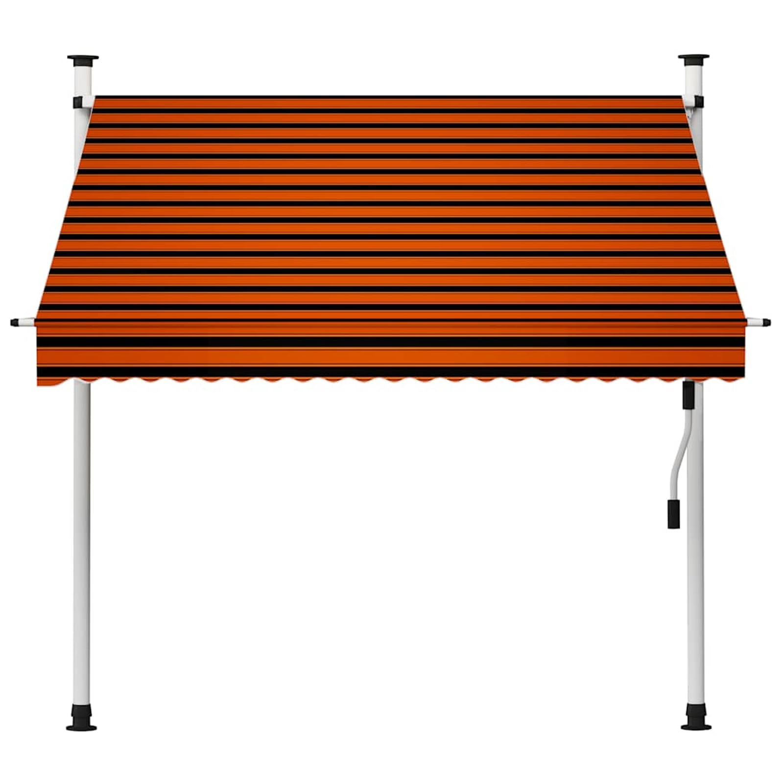 Wysuwana markiza balkonowa, obsługiwana ręcznie, 200 cm, pomarańczowa i brązowa, bez wiercenia, z korbą ręczną, aluminiowa markiza odporna na promieniowanie UV, regulacja wysokości i działanie