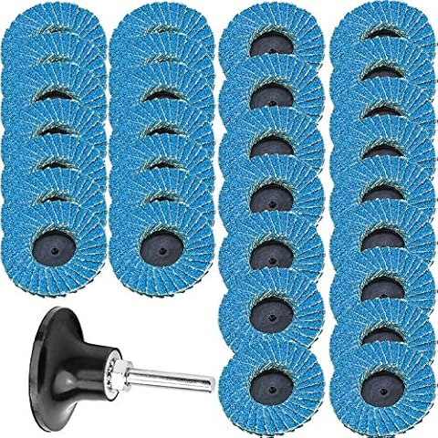 30 Stk Fächerscheiben 50mm Schleifscheiben mit 1/4-Zoll-Padhalterschaft Schafthalter Korngröße 40 60 80, fein mittel grob Cover