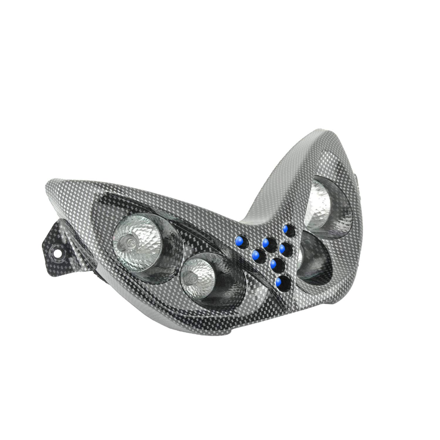 mot-Teile DOUBLE OPTIQUE TNT 4 LAMPES HALOGENE + LEDS BLEU ADAPT. YAMAHA NITRO/AEROX IMIT CARBONE *