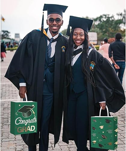 Miniatura 6 de 12 bolsas de regalo para graduados, regalos de fiesta de graduación, bolsas de envoltura para decoración de suministros de fiesta temática (oro