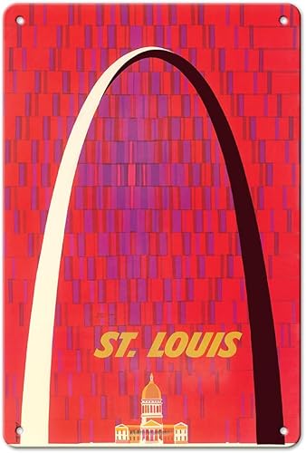Miniatura 1 de Pacifica Island Art St. Louis - The Gateway Arch Monument - Póster de viaje vintage por David Klein c.1950s - Cartel de metal vintage de 8 x 12