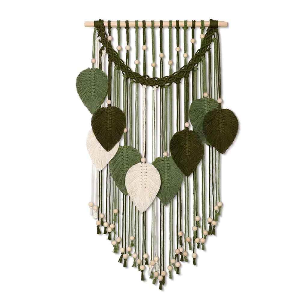 CTRLZS Leaf Woven Macrame Wall Hanging Boho Tapestry, Bohemian Home Decor,for Bedroom Living Room Apartment Ornament