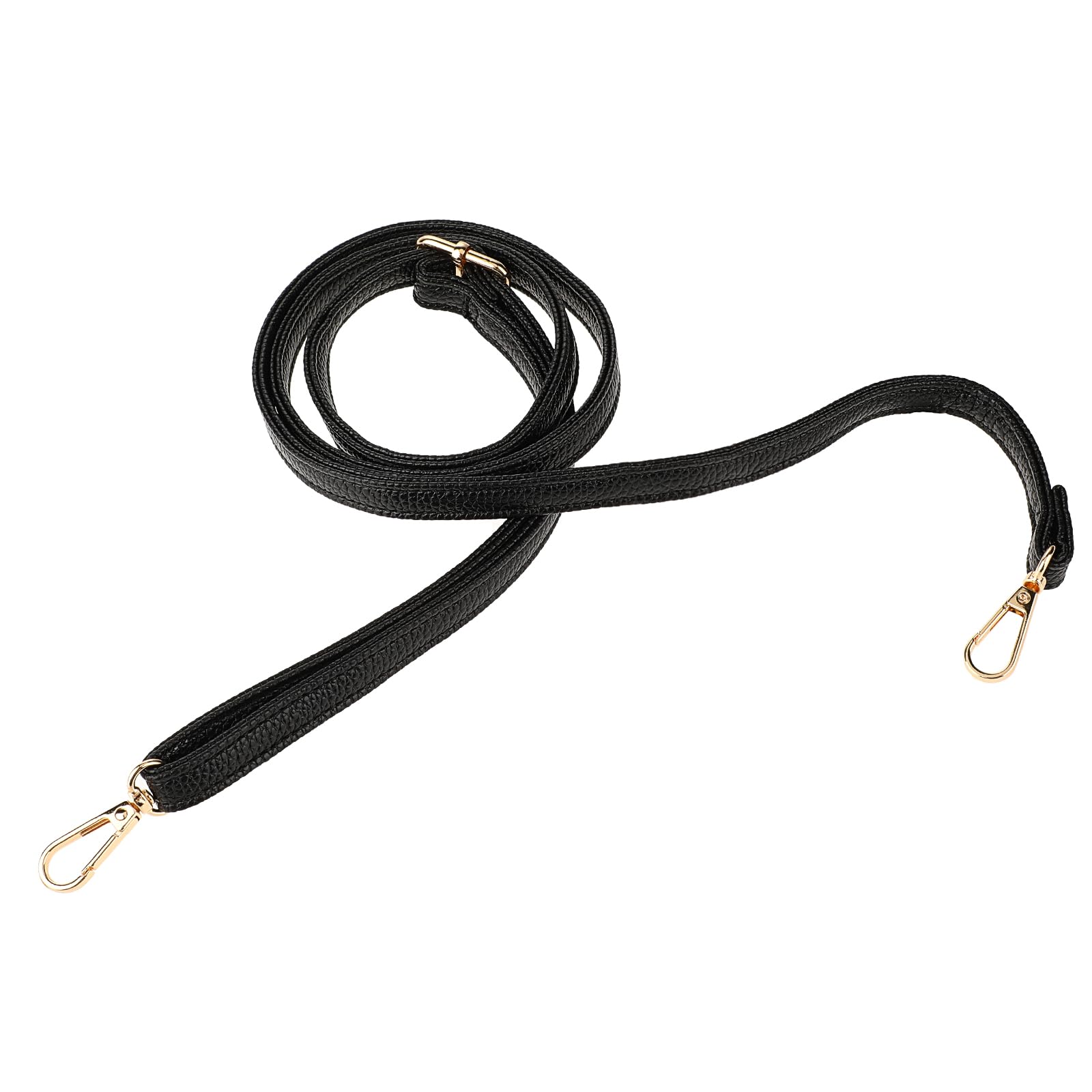 COMNICOCOMNICO 1 Pack Purse Strap Replacement Crossbody Black Leather Adjustable Handbag Lengthen Handles with Gold Hang buckle for Shoulder Bags Camera Strap