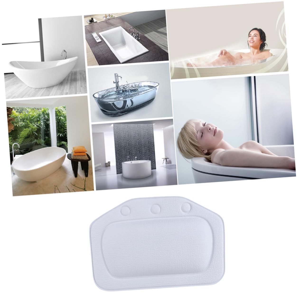 FRCOLOR 3pezzi Cuscino Da Bagno Con Ventose Supporto Relaxante Per Vasca Da Bagno Blu Cuscino Facile Pulire e Portatile Comfort Assicurato Per Esperienza Di Benessere