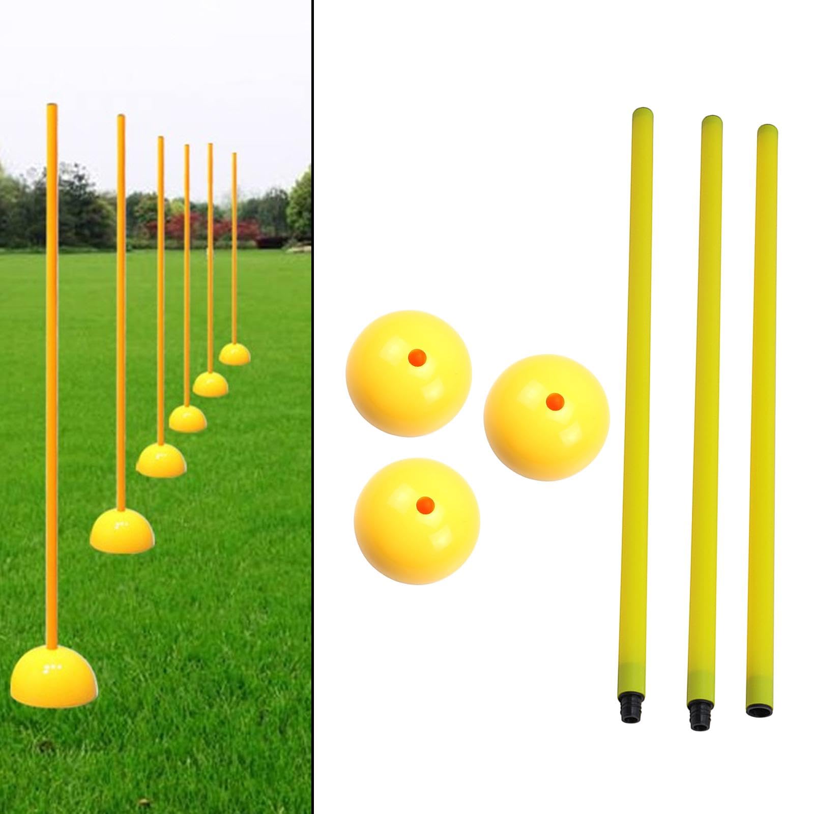 Paletto per Porta da Calcio, Strumento di Allenamento, Cartello, Segnalatore di Ostacoli, Asta E Base, 3 Set