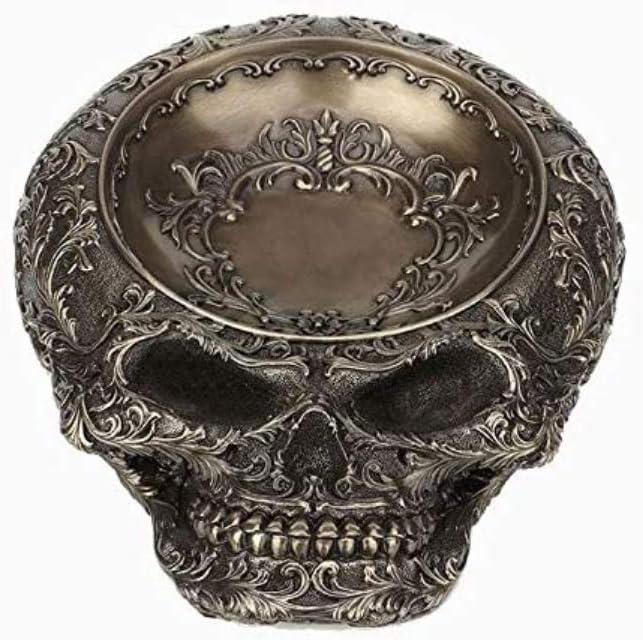 Veronese Design Antiqued Bronze Finish Human Skull Decorative Dish