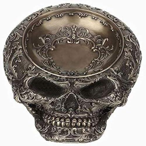 Veronese Design Plato decorativo de calavera humana con acabado de bronce envejecido