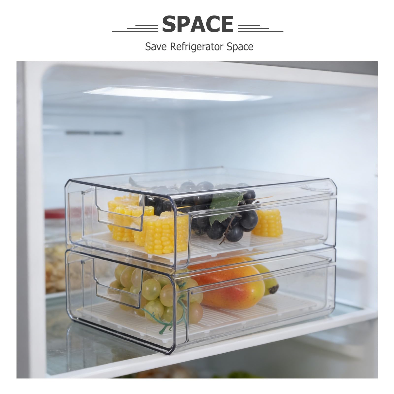 Caja de Almacenamiento para Refrigerador de Doble Capa de Plástico | Organizador Visible para Cocina y Armario, para Verduras y Huevos, Conservación Fresca