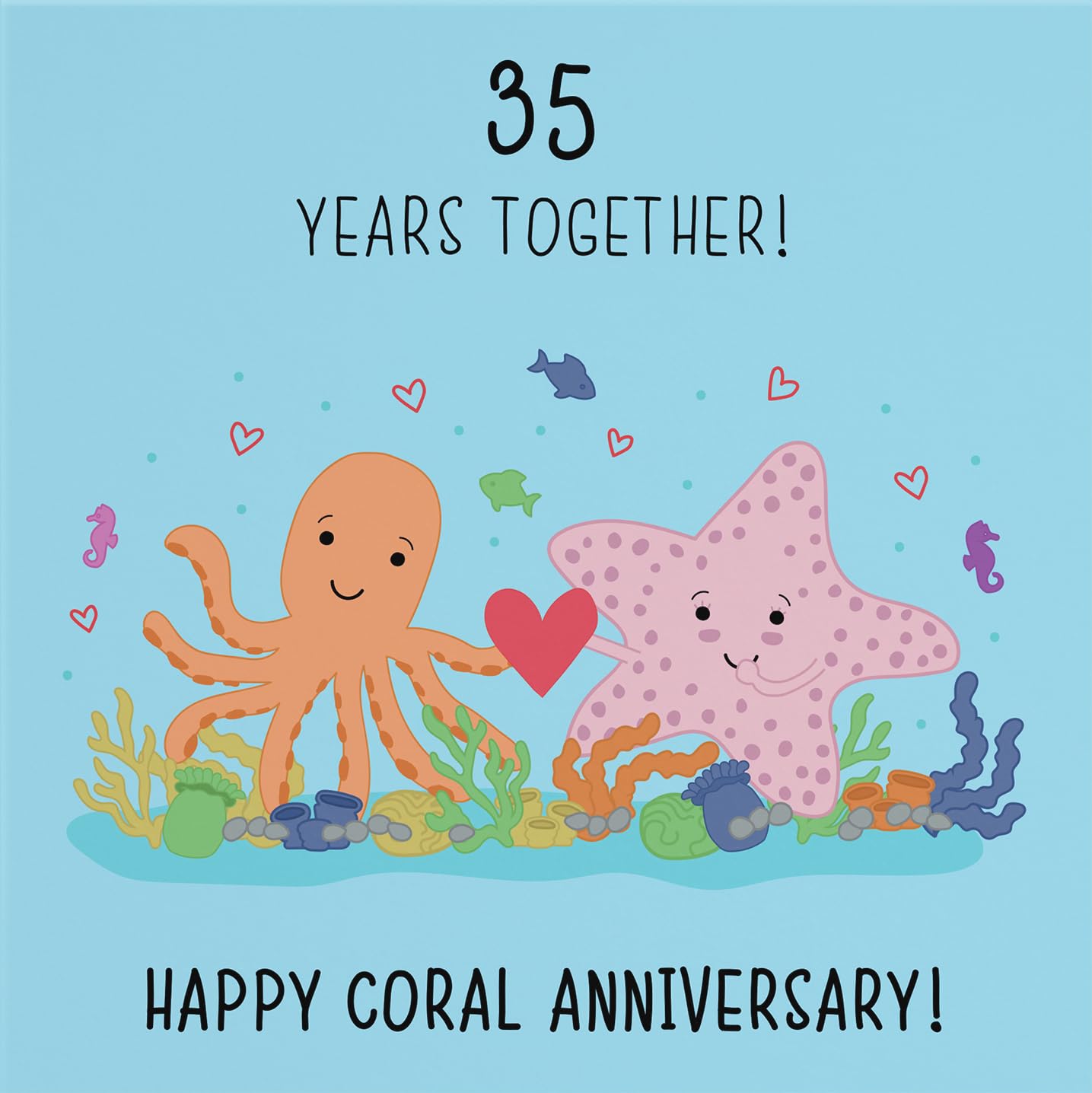 Hunts England, 35th Wedding Anniversary Card, Coral Anniversary, Starfish, Iconic Collection, Fun Cute Anniversary Card - Image 2