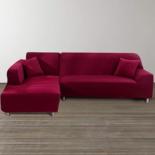 ANGELLOONG Fundas de sofá seccional mejoradas en forma de L, funda para sofá seccional, tela de poliéster elástica de 3 asientos + 3 asientos