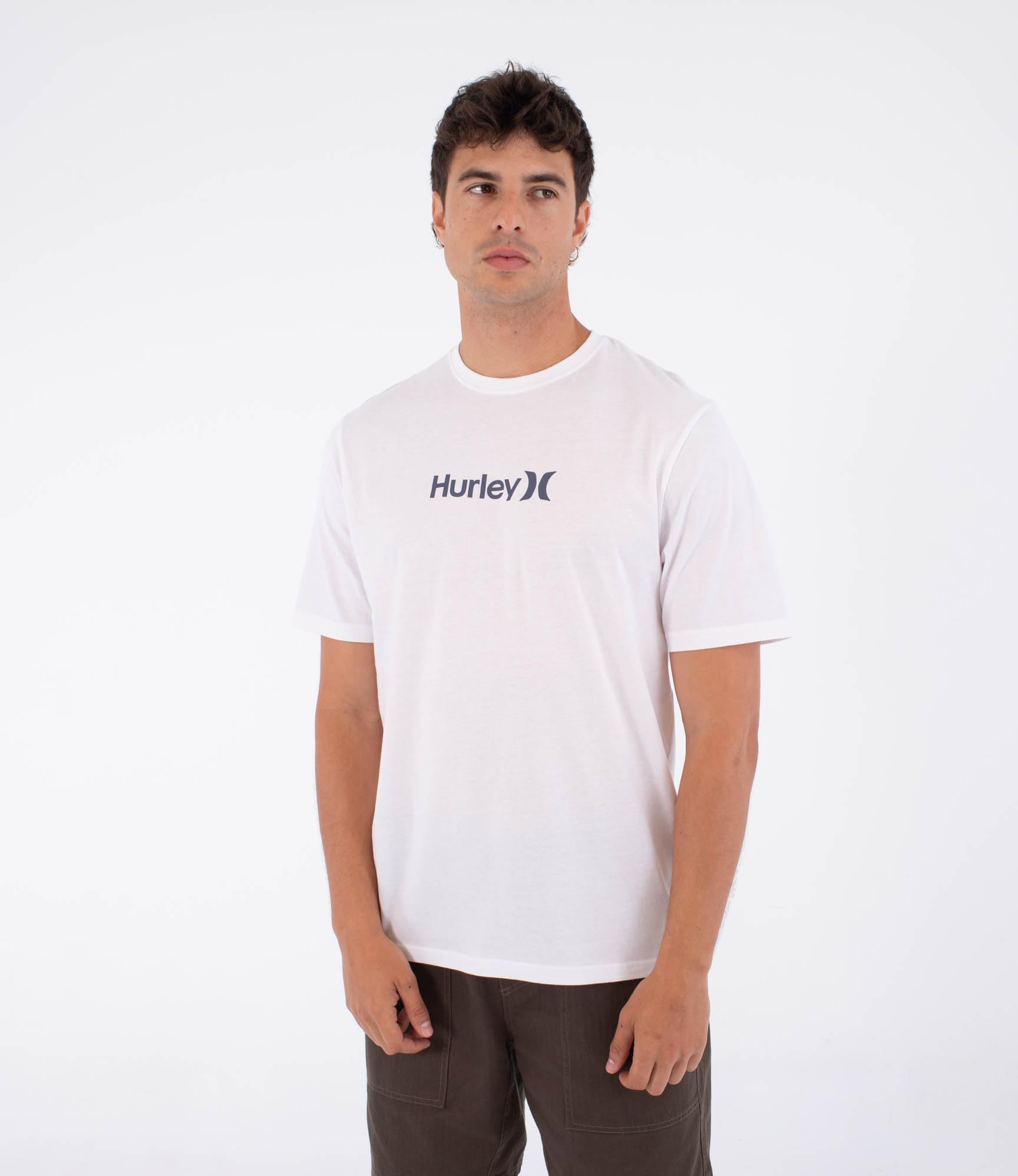 Hurley Mens Short Sleeve Printing Press O&o T-Shirt, White, L EU