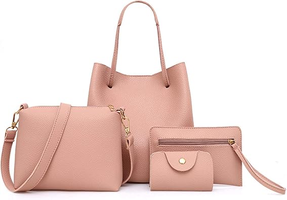 4Pcs/set Leather Women Handbag Shoulder Bag Tote Card Holder Purse Satchel Women Bucket Bag