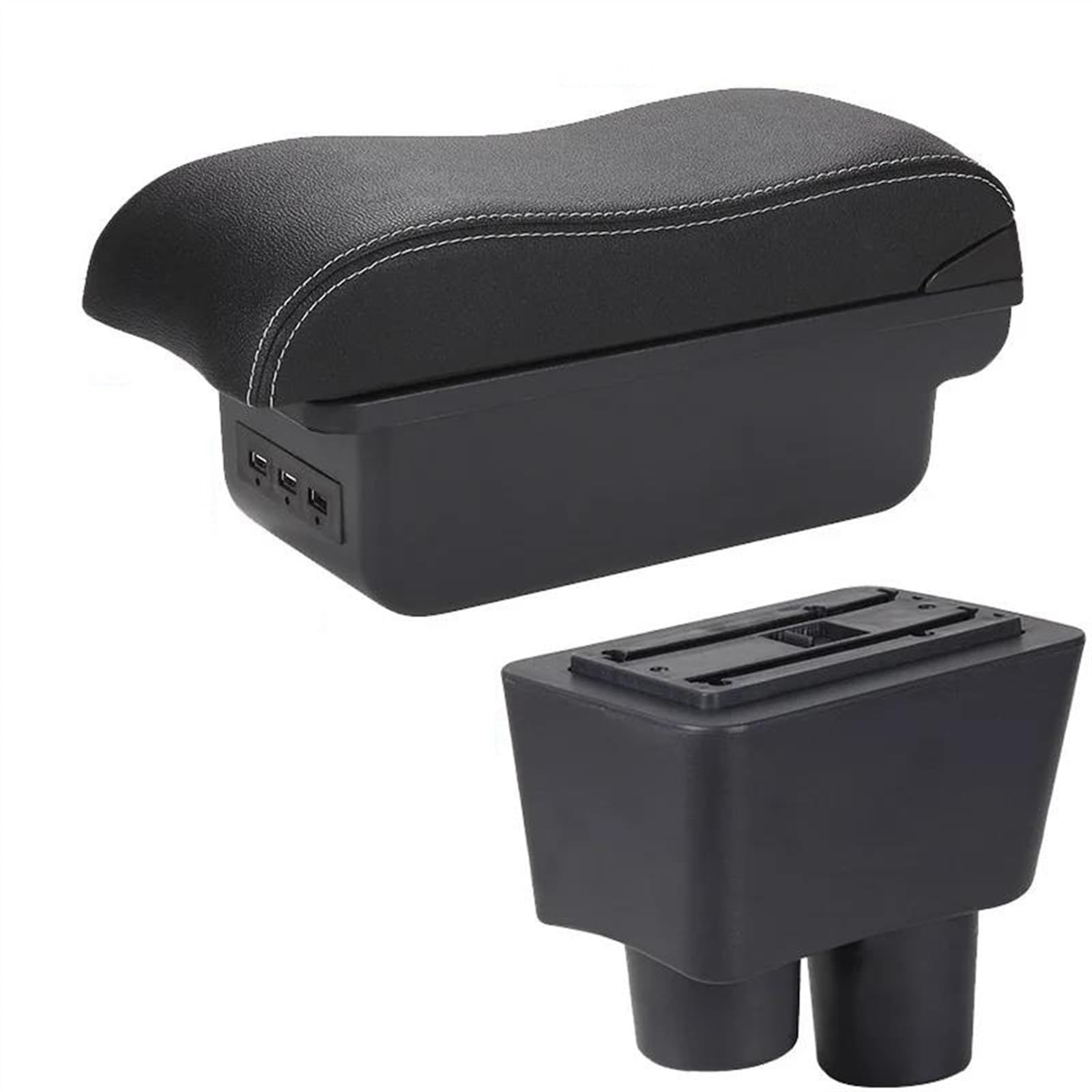NOHEEU Car Interior Accessories Center Console Storage Box Multi-function Armrest For Almera For Versa(B3 Black white 3USB)