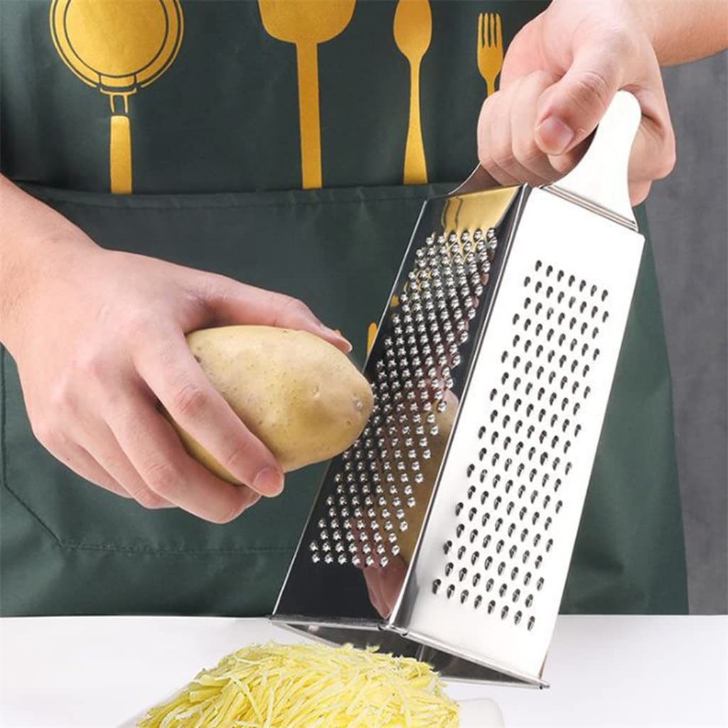 ArinkO Grattugia Multiuso in Acciaio Inox Design 4 Lati per Cucina - Frutta, Verdura, Formaggi - Dim. compatte (8,2x5,8x24 cm)