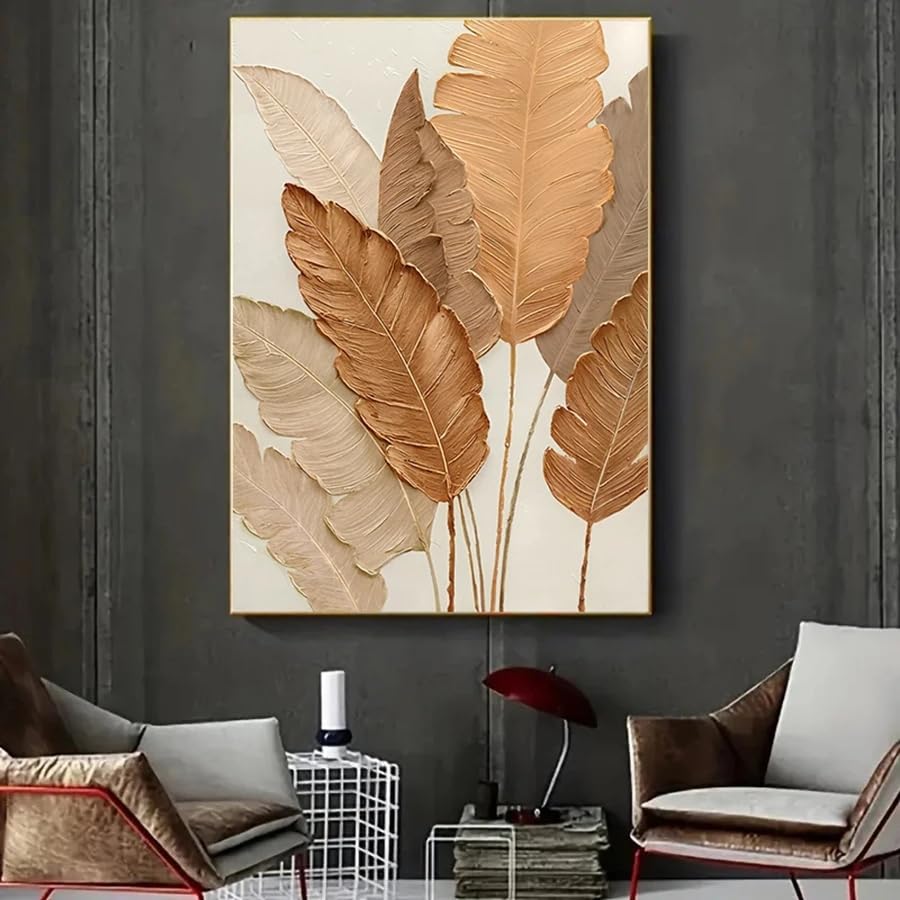 Cuadro moderno abstracto de hojas de 40 x 55 cm para renovar la decoración de tu pared