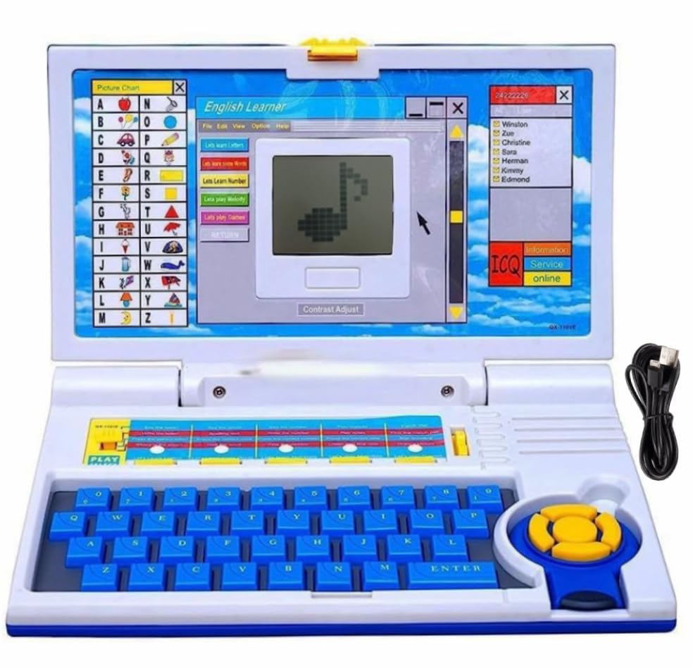 Magicwand 20 Fun Activities Educational Laptop Computer Toy with Mouse for Kids,Letter,Words,Games, Mathematics,Music,Logic,Memory Tool【Blue】【Pack of 1】