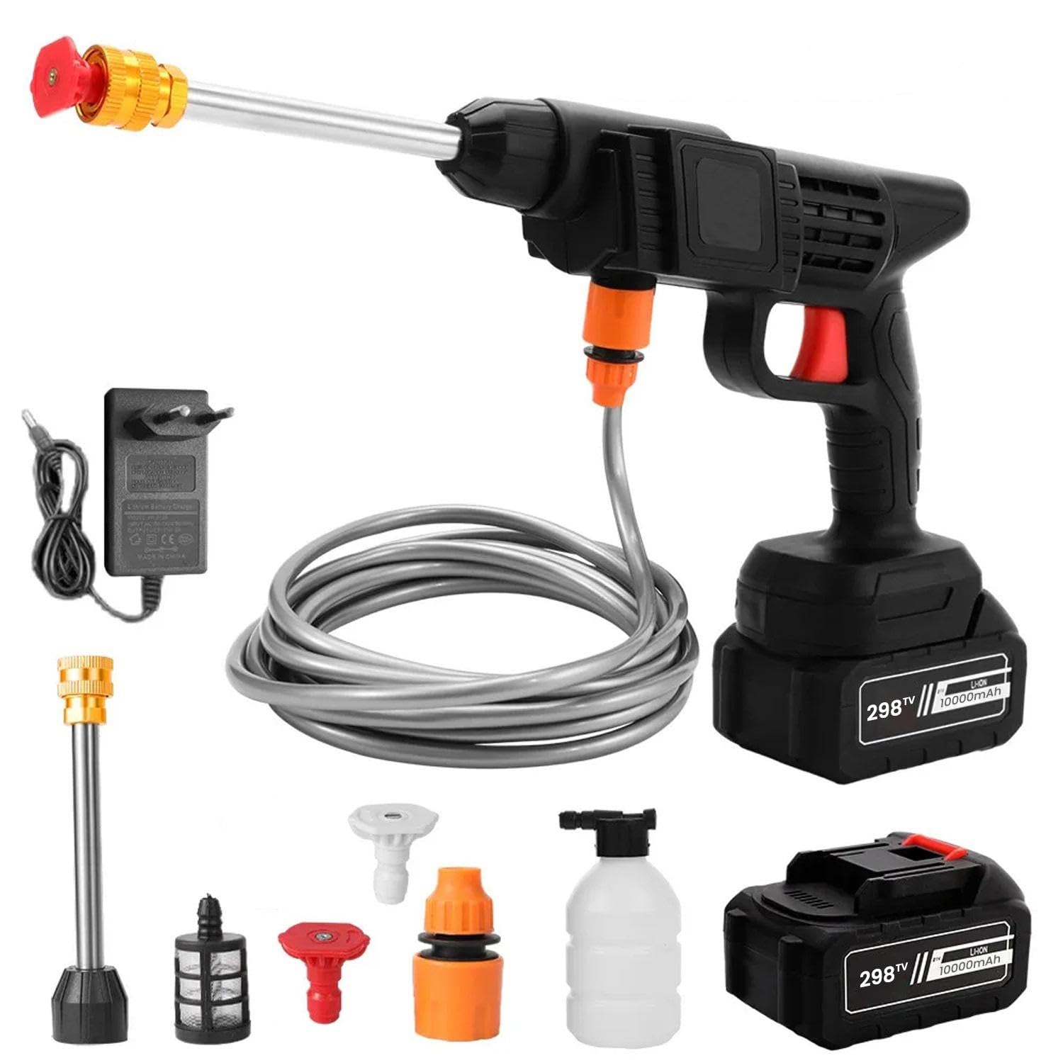 Cordless Pressure Washer, 21V Portable High Pressure Washer with Multifunctional Gun, 10000mAh Battery powered Power Washer, for Car, Fence, Floor Cleaning and Watering