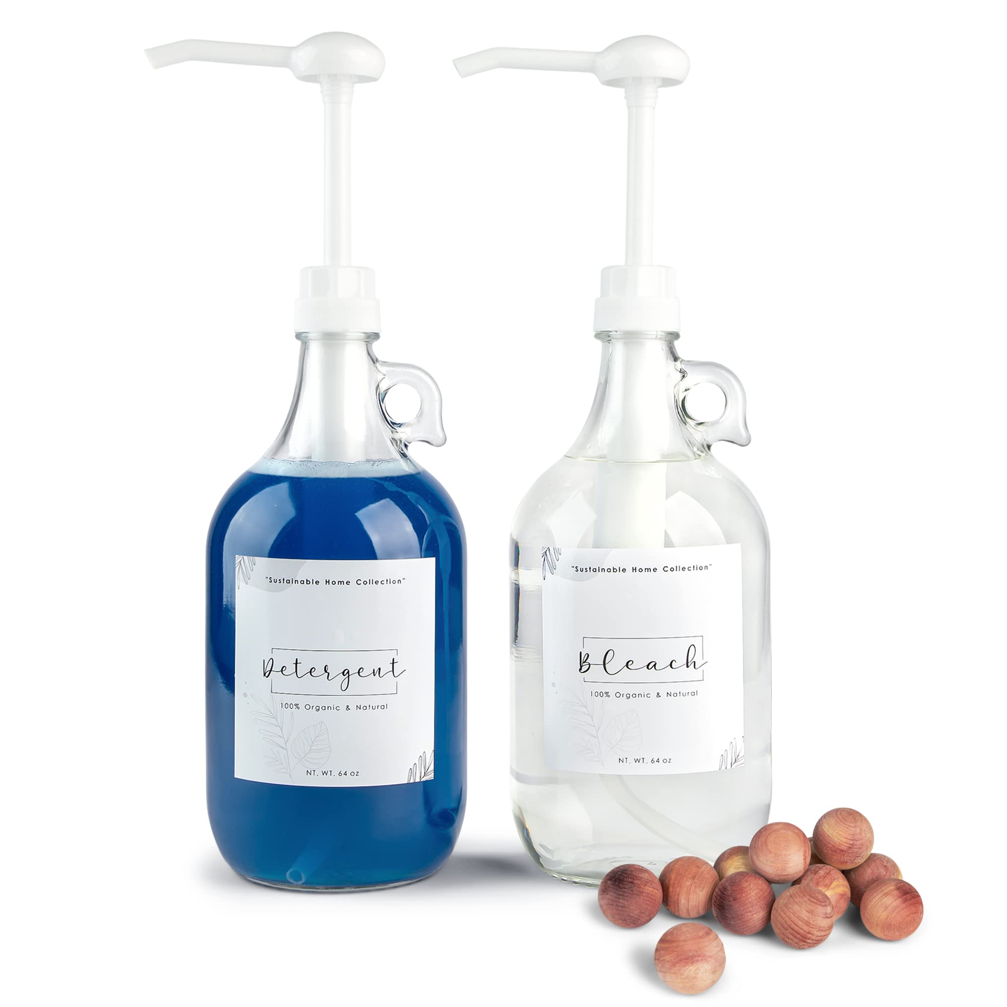 PrimevyStyles Laundry Detergent Dispenser Set 1/2 Gallon Glass