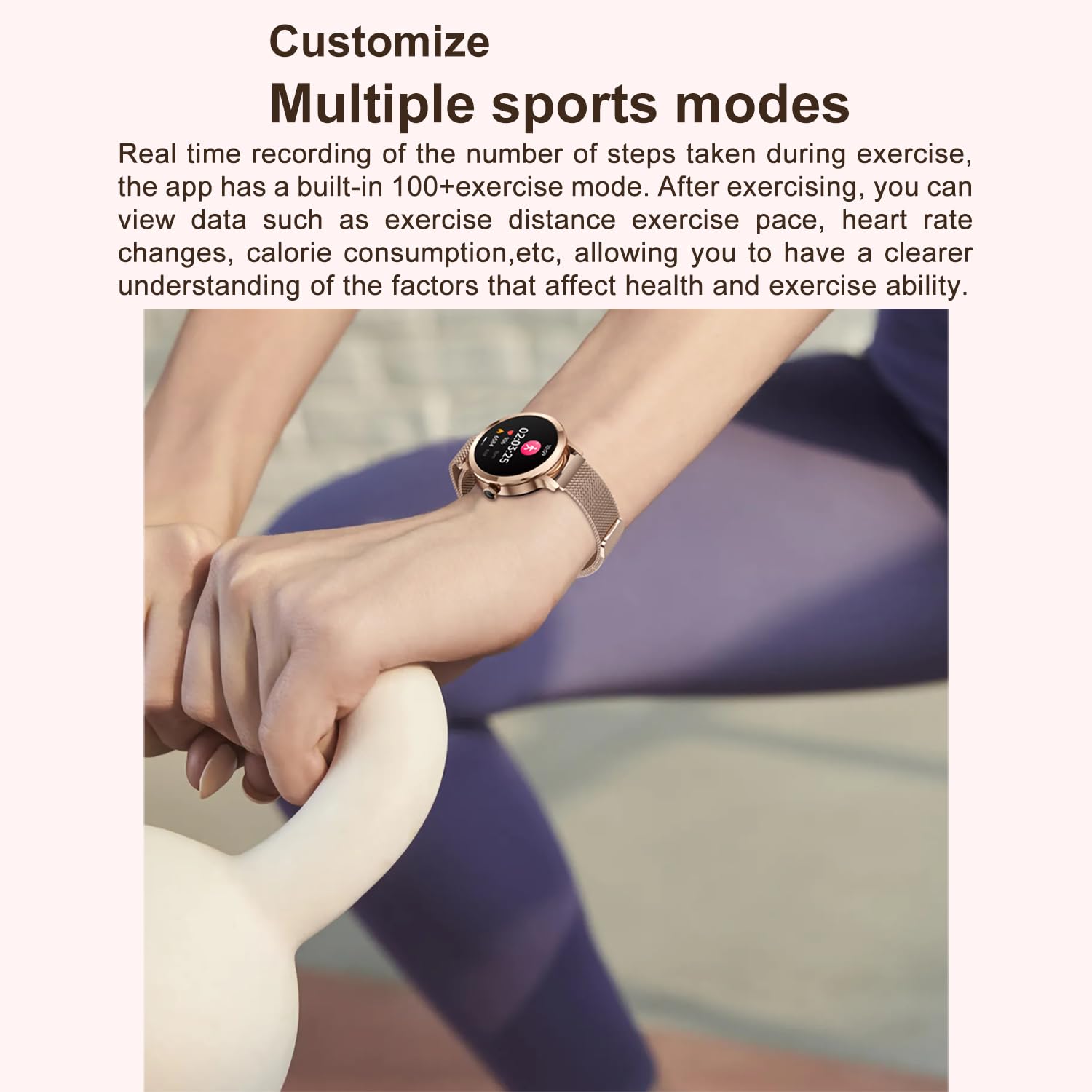 Smartwatch für Frauen mit Bluetooth-Anruf, Fitness-Tracker wasserdicht Herzfrequenz Blutdruck Blutsauerstoff (Gold)
