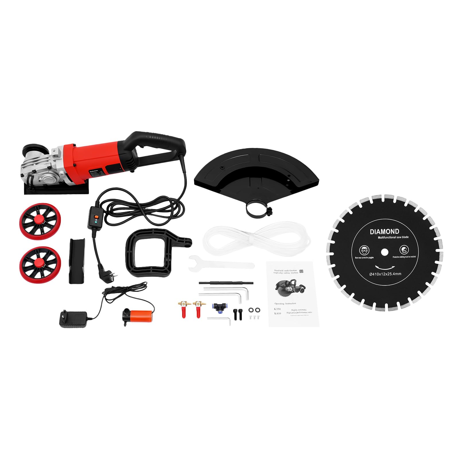 Sierra de hormigón 4000 W - Cortador de pavimento - Ranuradora de pared 16" - Sierra húmeda y seca con disco diamante 410 mm - Para granito, mármol