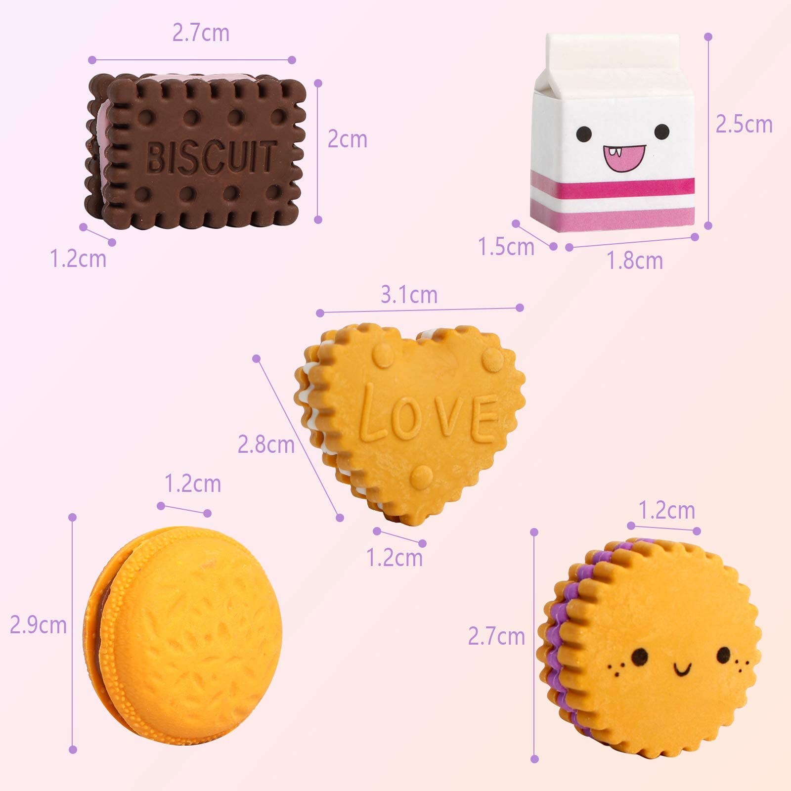 22-teiliges Radiergummi Set Für Kinder - Süße Mini Radierer In Lebensmittel-Form