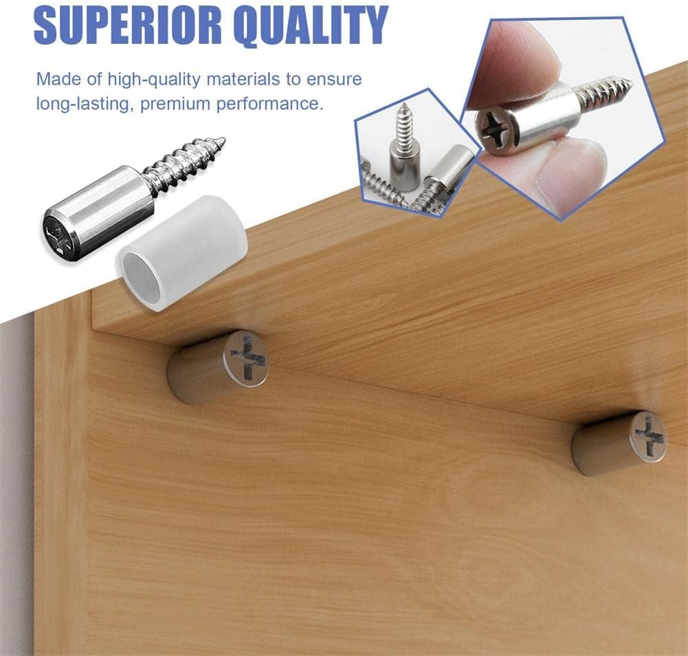 50PCS Shelf Pins, Metal Cabinet Shelf Pegs with Non-Slip Sleeve, Shelf Support Self-Tapping Screws Cabinet Laminate - Image 3