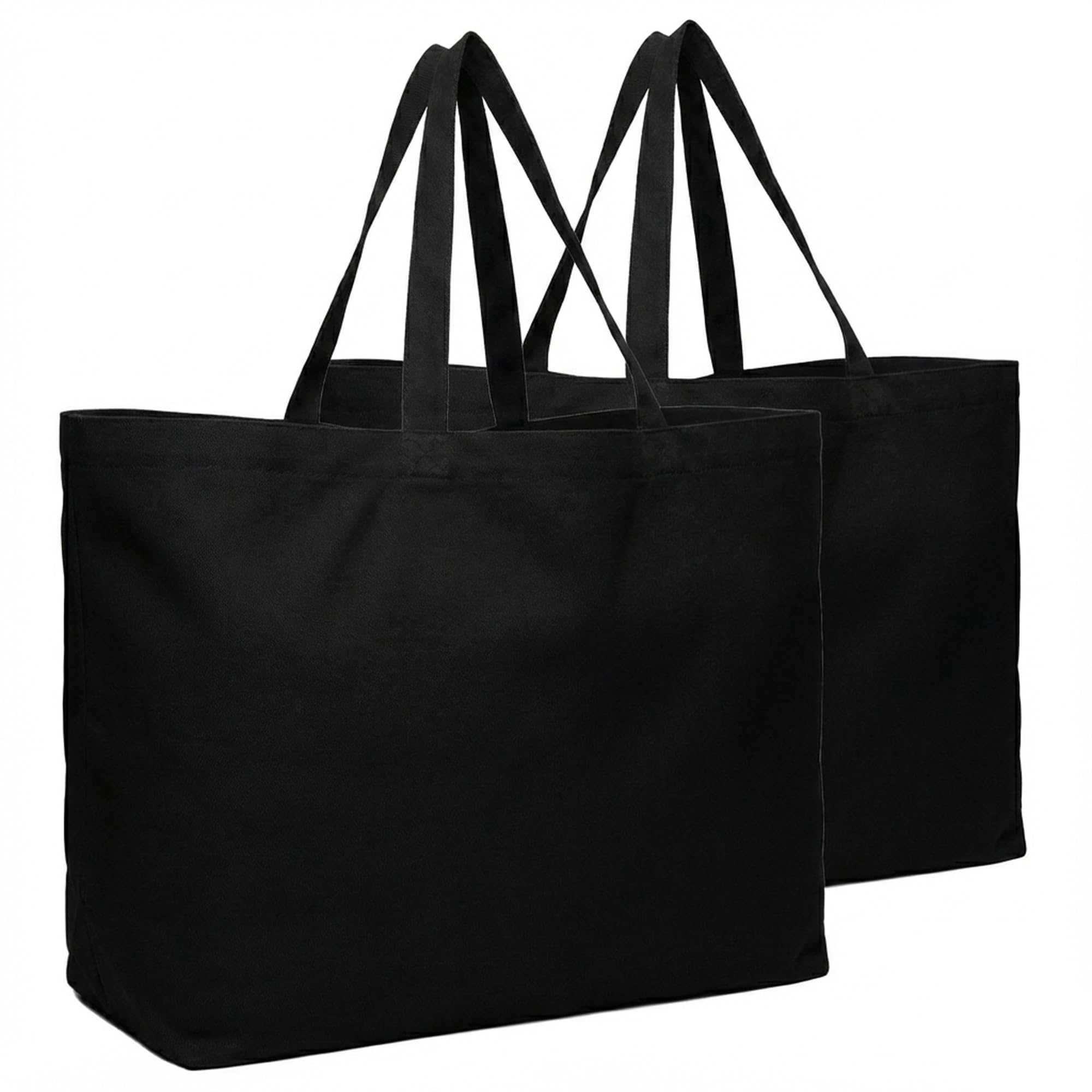 BasicList Extra Large Canvas Tote Bag - Big Reusable Grocery Shopping Heavy Duty Foldable