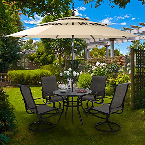 Mfstudio 38" Outdoor Dining Table With Adjustable Mbrella Hole, Patio Metal All-Weather Round Table For Backyard Lawn Garden #TOP6