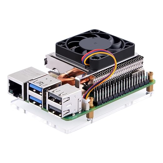 GeeekPi Ultra Thin ICE Tower Cooler for Raspberry Pi 5, Aluminum Heatsink with 40x40x5mm Cooling Fan for Raspberry Pi 5