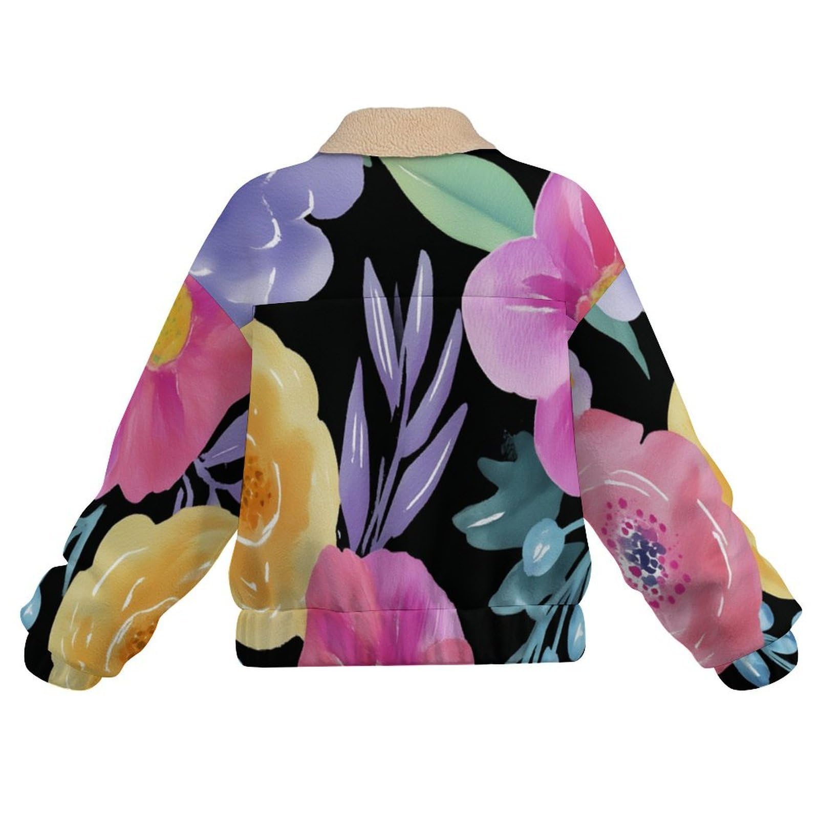 Felpa Donna Pile Invernale Caldo con Cerniera, Giacca da Camera Invernale Corta Pile Giacche, Fiore di peonia Cappotto In Peluche Sherpa Giubbotto Fleece Comoda