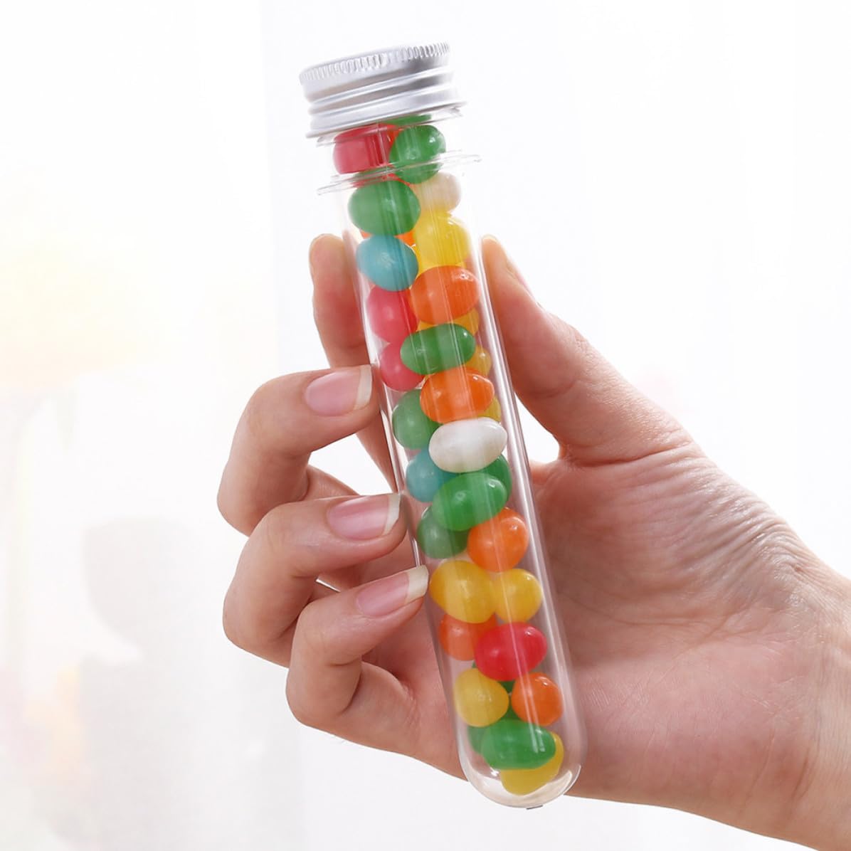 CRAFTHROU 50 Piezas Tubo de Ensayo de Pet Transparente de 45ml, Bien Sellado y Portátil, Adecuado para Almacenamiento y Organización en Cocina y Baño